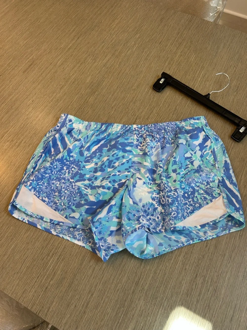 Lilly Pulitzer Blue Aqua Floral-Print Women's Athletic Shorts - Picture 5 of 5